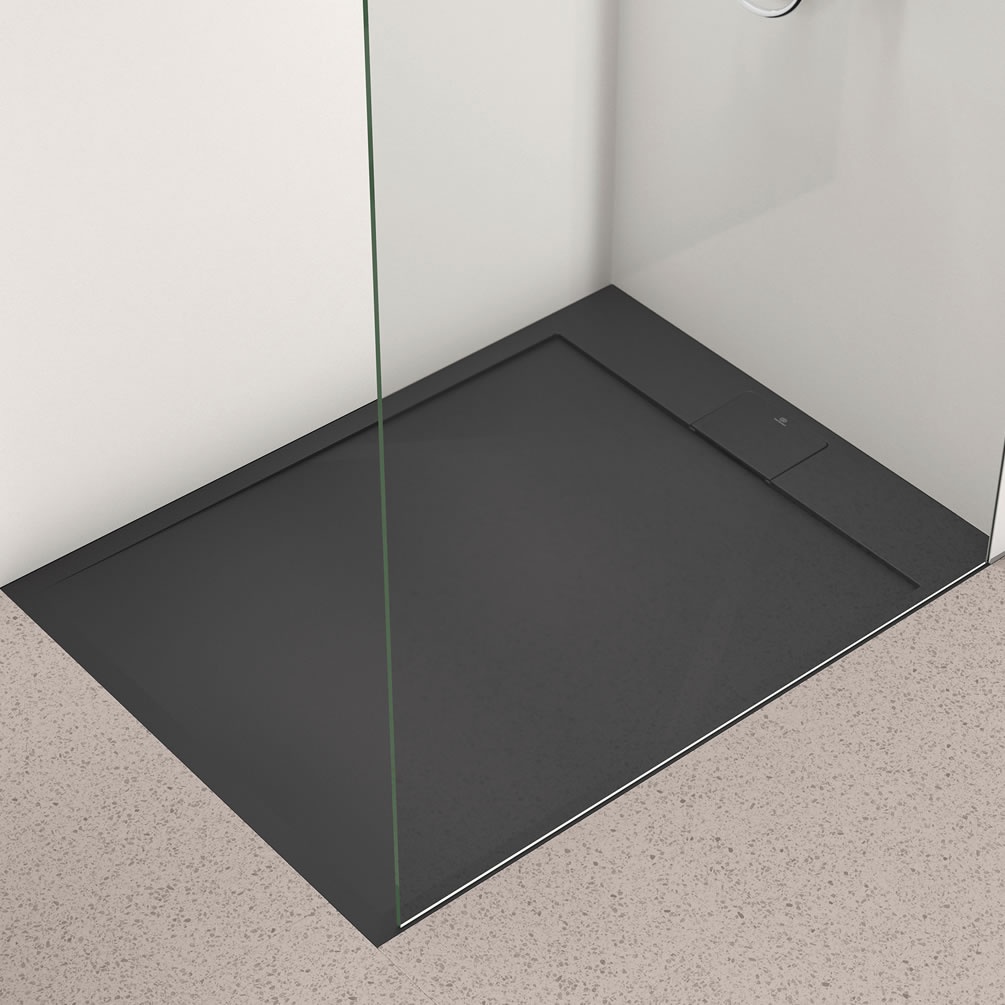 Lifestyle image of Ideal Standard i.life Ultra Flat S Jet Black 1200 x 900mm Stone Resin Shower Tray